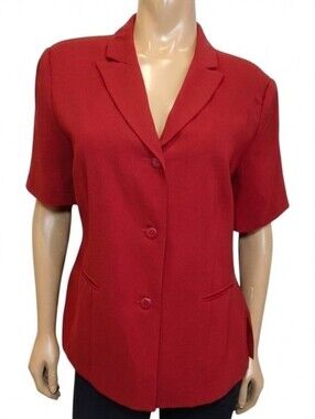 Vintage 90s Reitmans Short Sleeve Cranberry Red Blazer Jacket Single Breasted